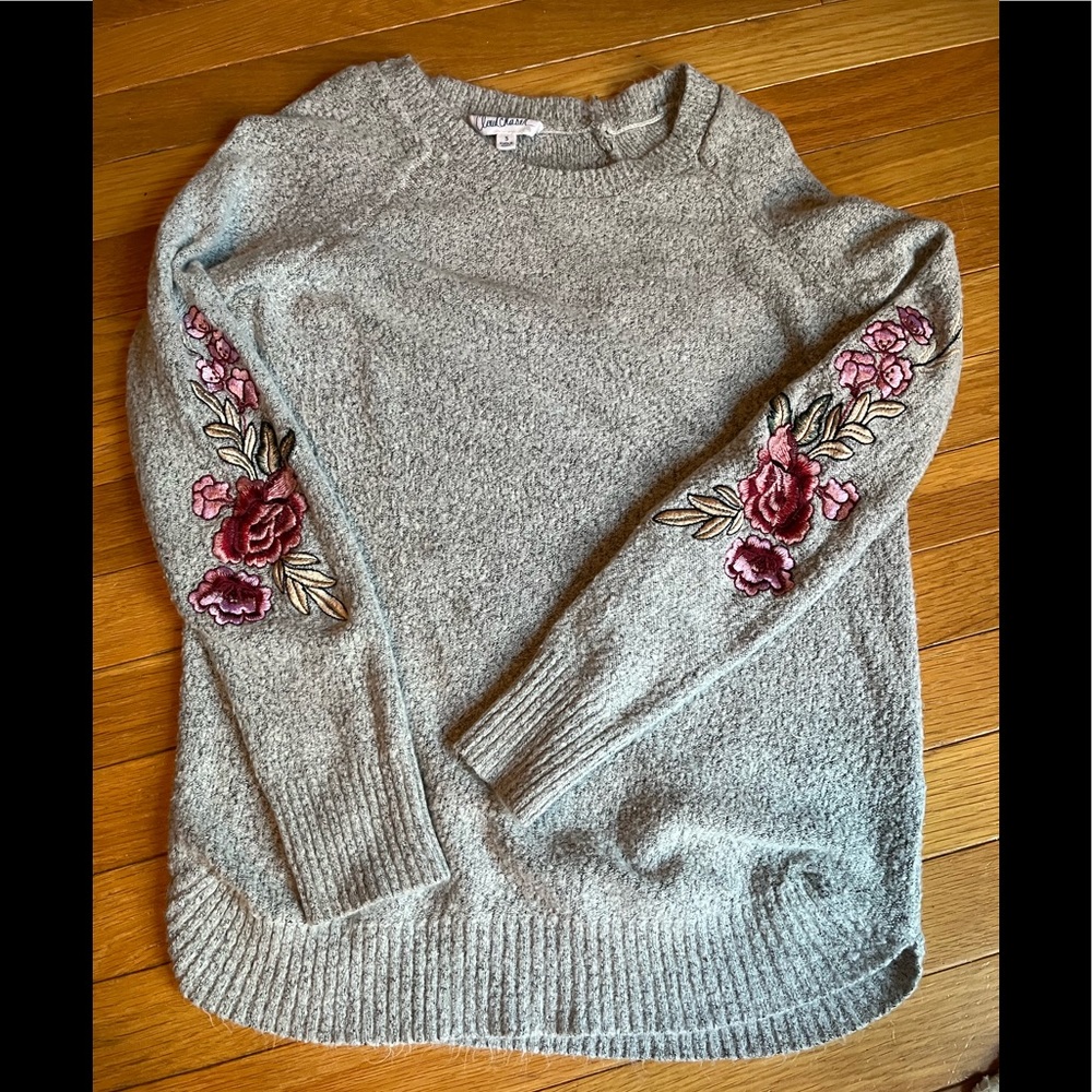 Gray floral sweater